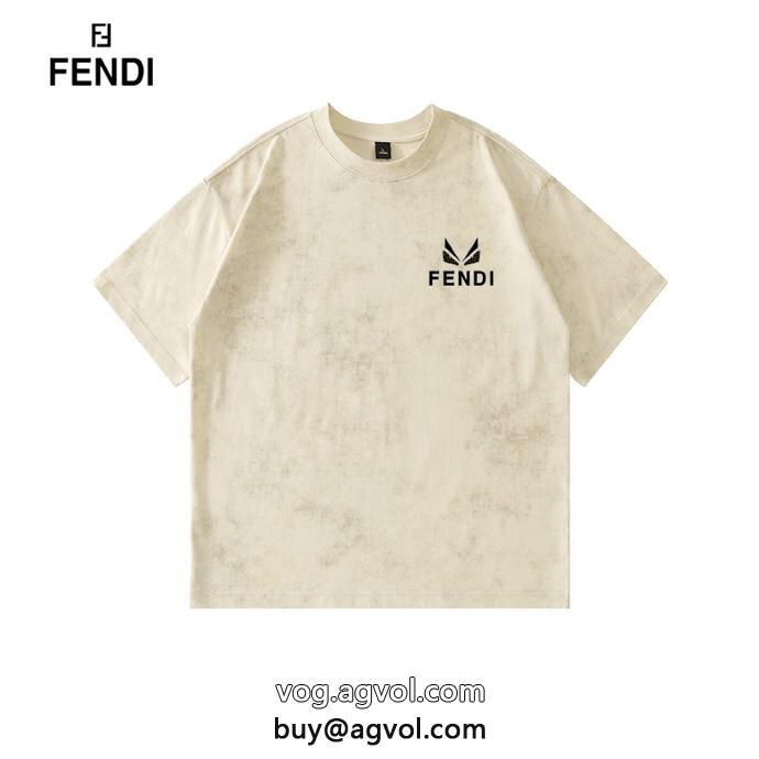 FENDI半袖Tシャツスーパー コピー 安心 23新作限定版プリントカワイイ雰囲気_0_1