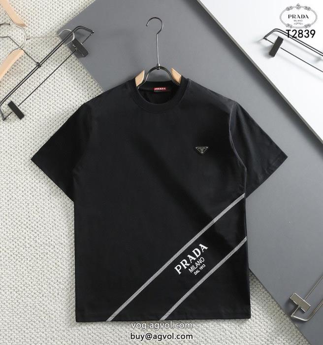 PRADA憧れブランド高級感ある半袖Tシャツブランド コピー ショップ_0_3