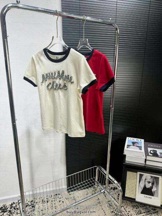 コピー ブランド 販売MIUMIU着心地良く映え度MAX半袖Tシャツ_0_0
