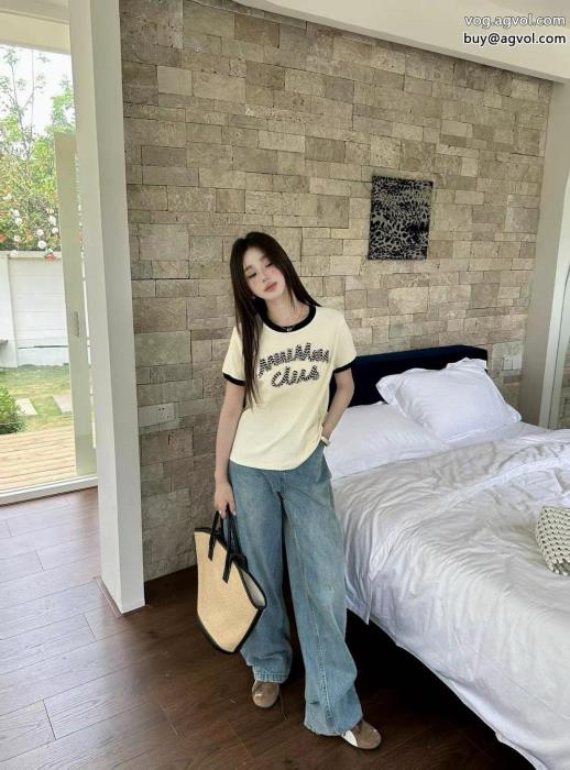 コピー ブランド 販売MIUMIU着心地良く映え度MAX半袖Tシャツ_0_1