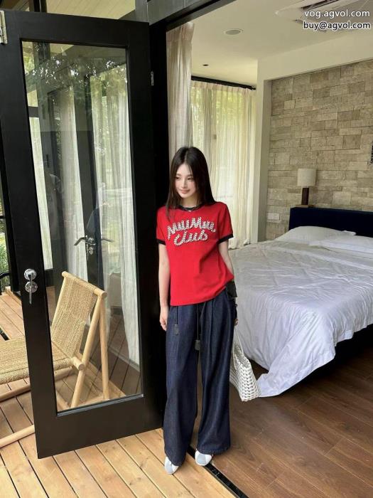 コピー ブランド 販売MIUMIU着心地良く映え度MAX半袖Tシャツ_0_4