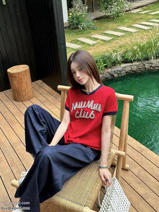 コピー ブランド 販売MIUMIU着心地良く映え度MAX半袖Tシャツ_0_5