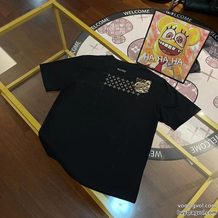 ブランド コピー 販売 半袖Tシャツ完売前にシンプルなデザインEVISU_0_4