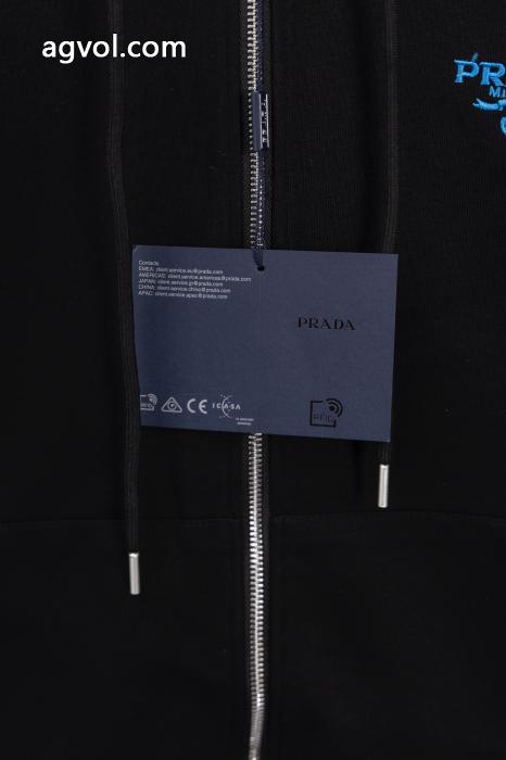 pradaプラダプラダアルファベット刺繍ロゴ入りキャップパーカー_0_1
