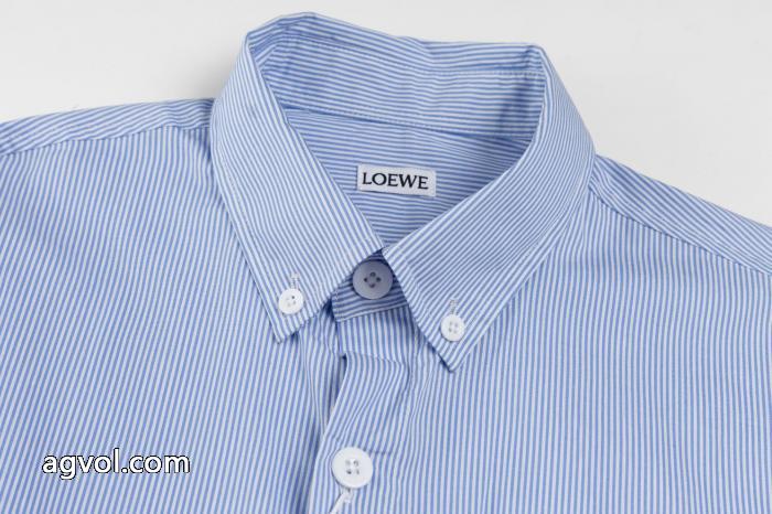 LOEWEロエベ定番胸元の皮ロゴ刺繍長袖シャツ_0_3