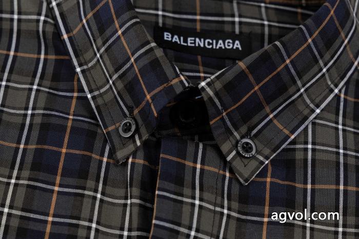 Balenciagaパリ定番チェックアルファベット刺繍長袖シャツ_0_3