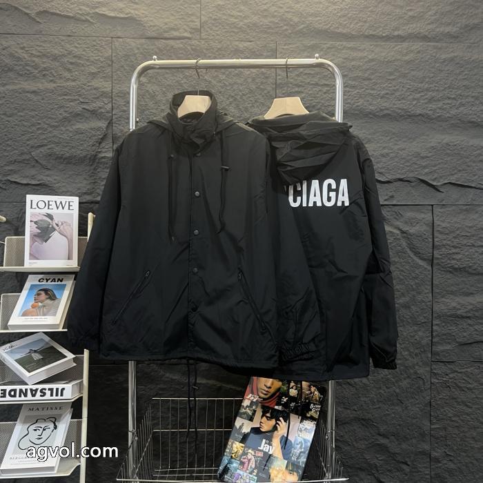 パリの旧家Balenciagaクラシックバックアルファベットプリント防水ポンチョジャケット_0_2