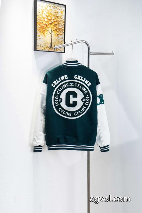 Celineセリーヌ2024 ssカレッジ風パステルカラー野球ウェアジャケット_0_1