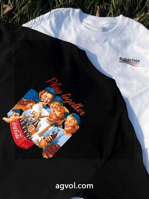 BALENCIAGA連名プリントアルファベット男女同型カップル丸首衛衣_0_5