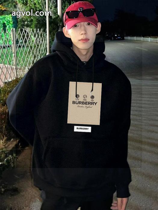 BURBERRY長方形アルファベットロゴプリント男女カップル同キャップパーカー_0_0