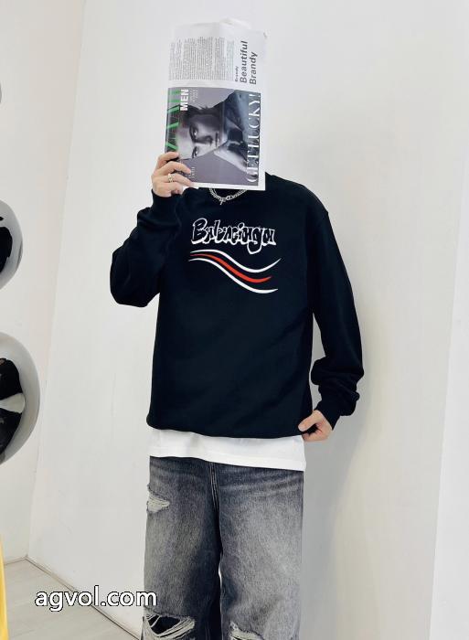balenciagaの新しいアルファベットプリントの丸首の衛衣_0_0