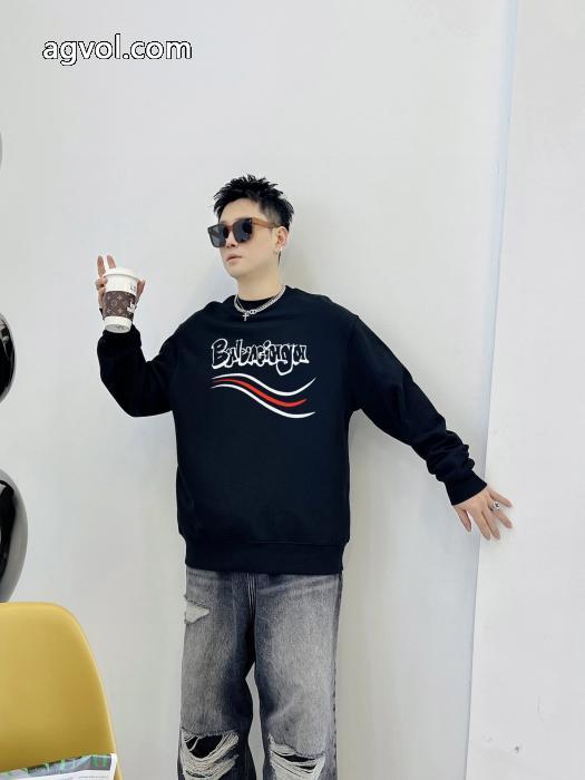 balenciagaの新しいアルファベットプリントの丸首の衛衣_0_1