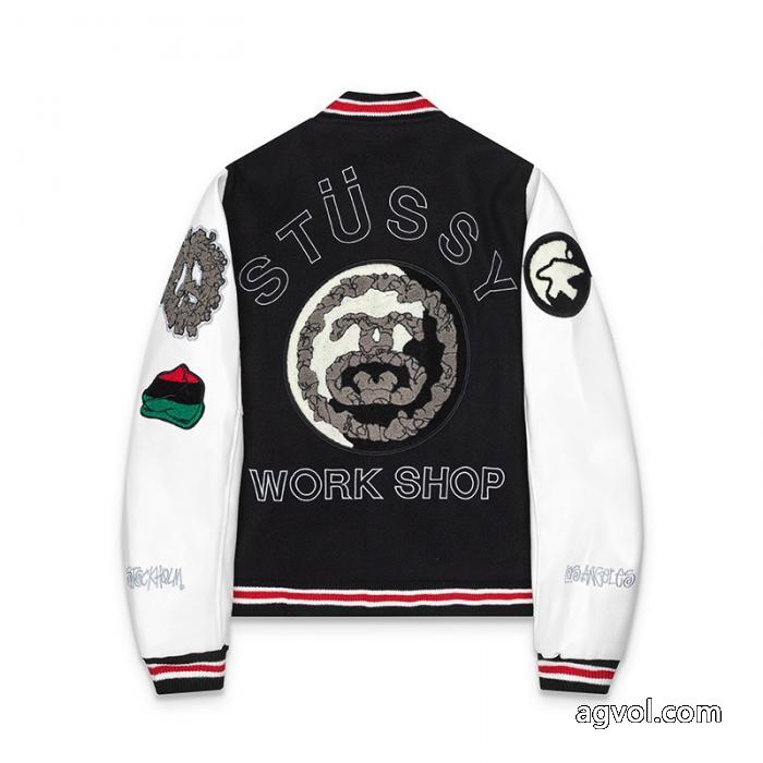 Stussy三方連名Ttl Varsity Jacketパッチワーク刺繍学校チーム野球服男女同型_0_2
