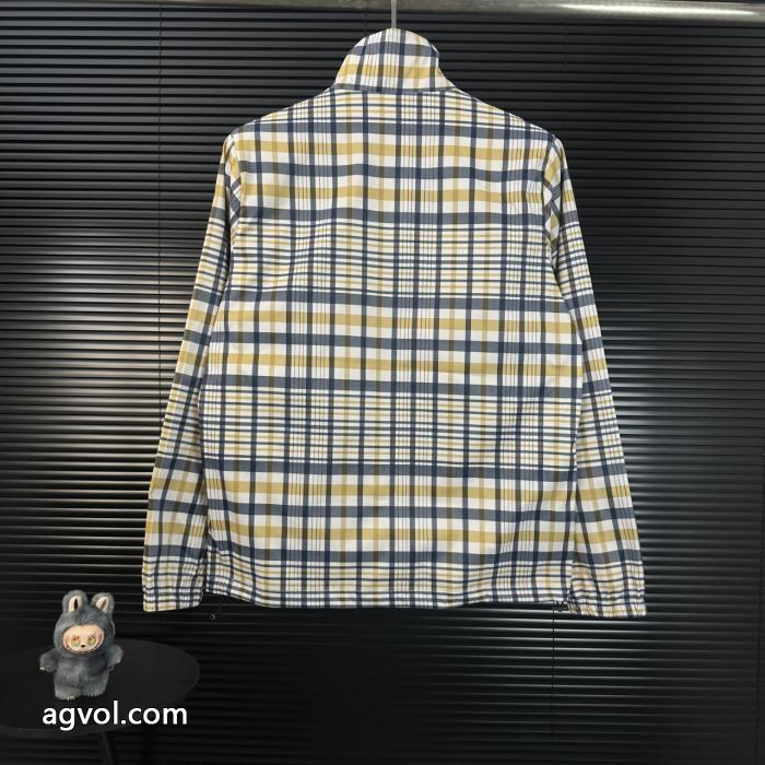 dior2025チェック柄胸元にCD家ロゴアルファベット刺繍スタンドカラージャケット_0_3
