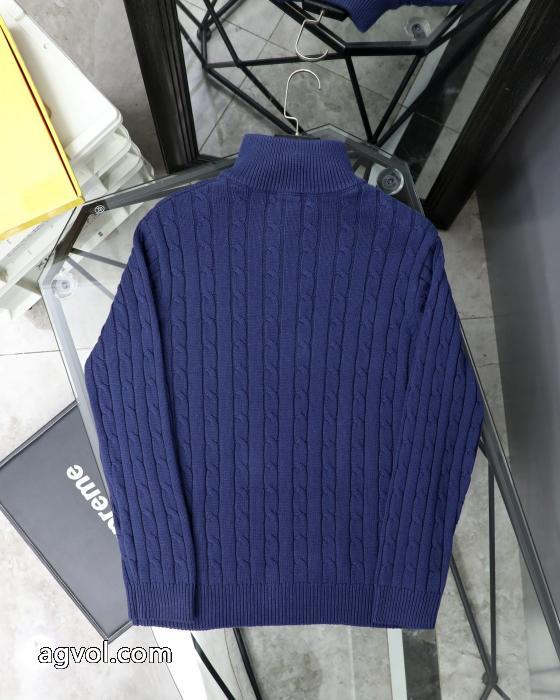 Ralph Lauren胸もと定番戦馬ロゴ刺繍ニットセータージップカーディガンコート_0_1