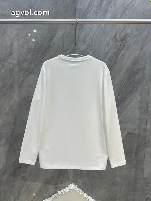 Moncler秋冬新作ダブルロゴ立体刺繍ロゴ丸首長袖Tシャツ_0_2