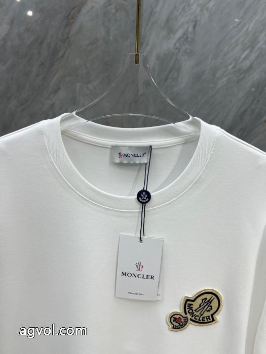 Moncler秋冬新作ダブルロゴ立体刺繍ロゴ丸首長袖Tシャツ_0_3