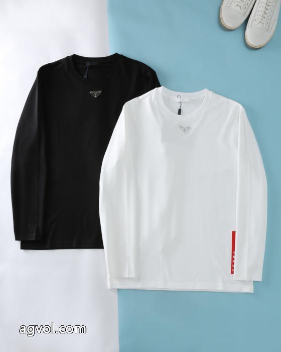 プラダ秋冬新作厚手蘭精モダール綿長袖Tシャツ_0_1