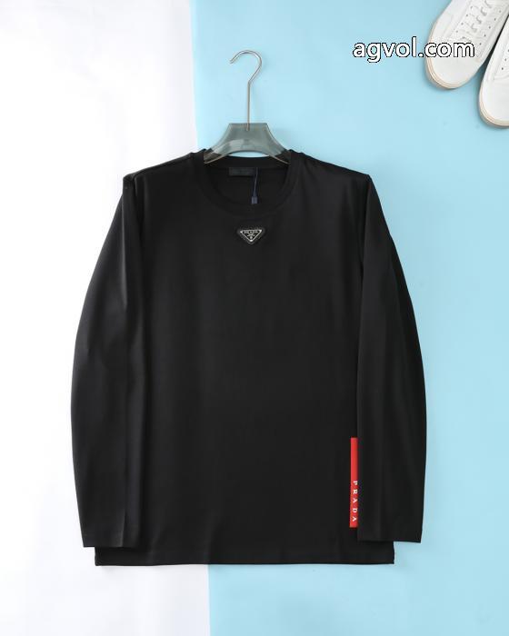 プラダ秋冬新作厚手蘭精モダール綿長袖Tシャツ_0_3