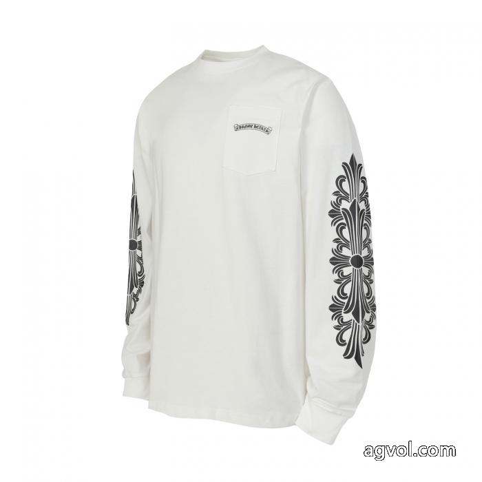 Chrome Heartsサンスクリットプリント爆金長袖Tシャツ_0_1