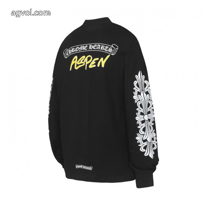 Chrome Heartsサンスクリットプリント爆金長袖Tシャツ_0_2