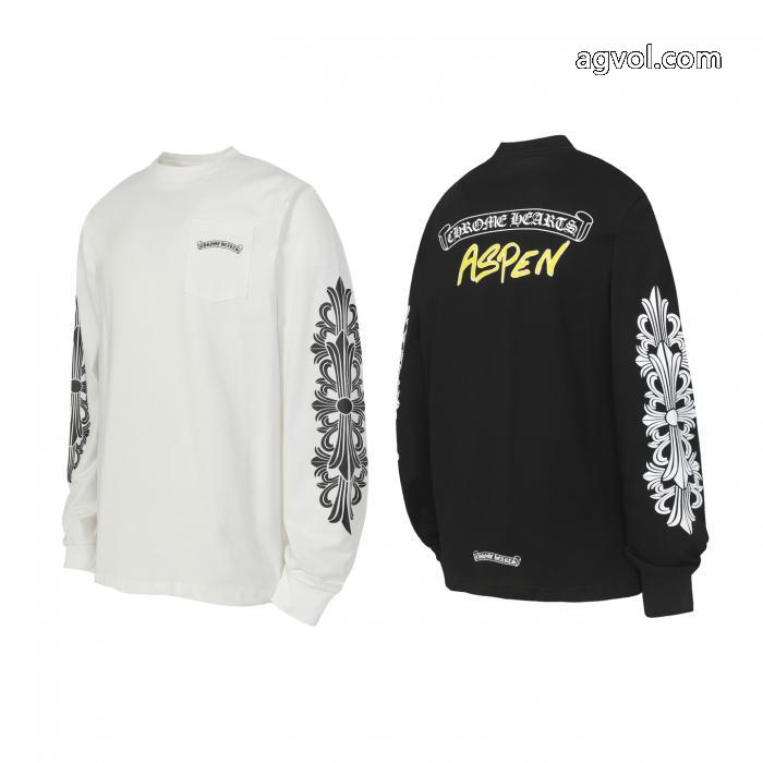 Chrome Heartsサンスクリットプリント爆金長袖Tシャツ_0_3