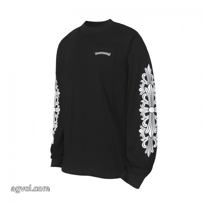 Chrome Heartsサンスクリットプリント爆金長袖Tシャツ_0_4