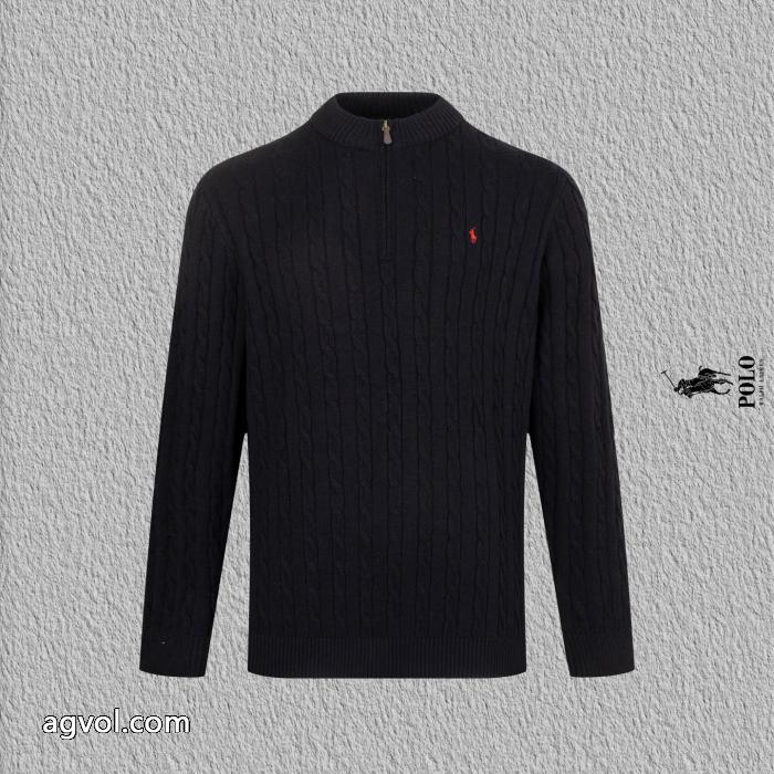 ポロ ラルフローレン Polo Ralph Laurenハーフジッパー麻刺繍ニットクルーネックセーター_0_2