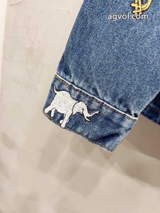 LOUIS VUITTONアニマル柄刺繍シングルバックル開襟ゆったりデニムジャケット_0_3