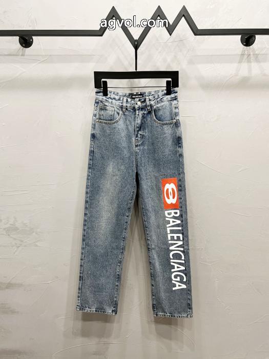 バレンシアガ balenciagaアルファベットプリントジーンズレギュラータイプ男女同型_0_1