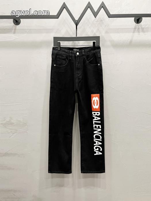 バレンシアガ balenciagaアルファベットプリントジーンズレギュラータイプ男女同型_0_4