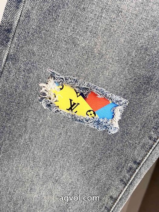 Louis Vuitton/ルイヴィトン水洗いクラシック破穴カートゥーンプリントジーンズ_0_2