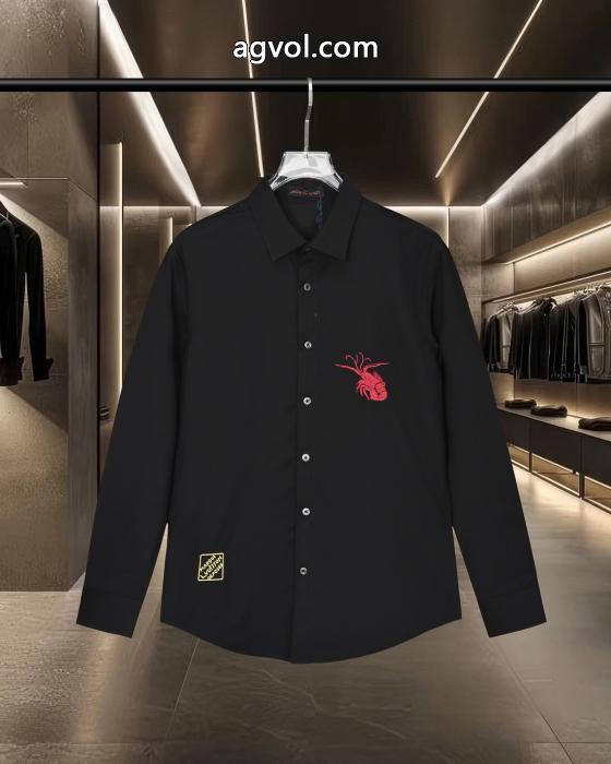 Louis Vuitton/ルイヴィトン爆金カラー桜火山ザリガニロゴ刺繍長袖シャツ_0_1