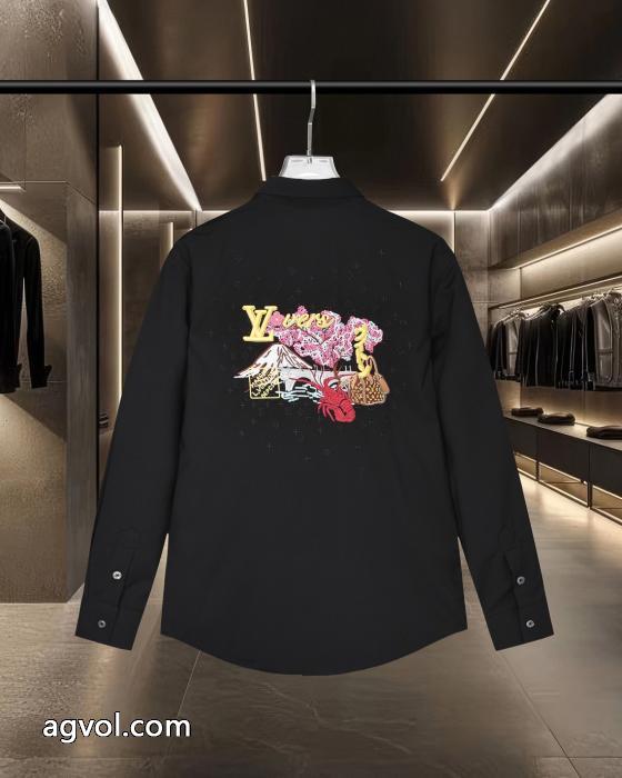 Louis Vuitton/ルイヴィトン爆金カラー桜火山ザリガニロゴ刺繍長袖シャツ_0_2