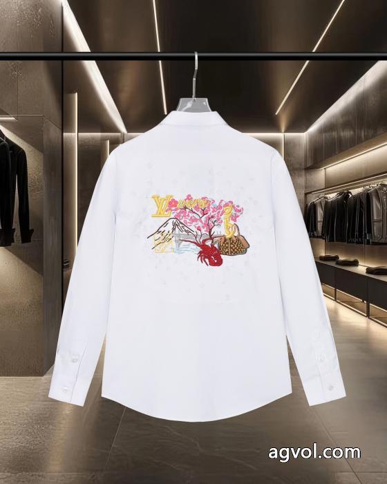 Louis Vuitton/ルイヴィトン爆金カラー桜火山ザリガニロゴ刺繍長袖シャツ_0_4