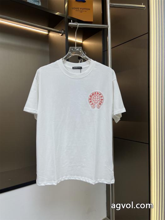 Chrome Hearts新作前後オレンジの馬蹄模様アルファベットの刺繍カップルカジュアル半袖Tシャツ_0_1