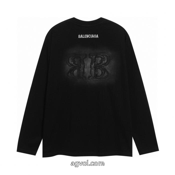 バレンシアガ balenciaga2025噴馬骝アルファベット刺繍カップルカジュアル長袖_0_2