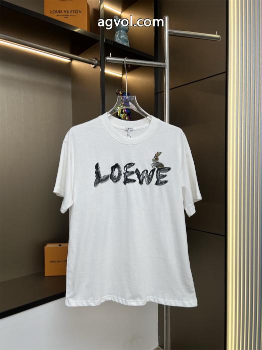 LOEWEロエベ2025 ss新作人工手描き柄カップルカジュアル半袖Tシャツ_0_4