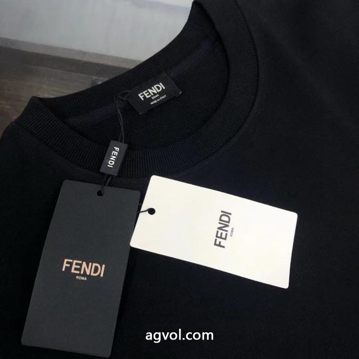 FENDI秋冬ヨーロッパトップクラスのオリジナルファッションカジュアル長袖プリントTシャツ衛衣_0_1