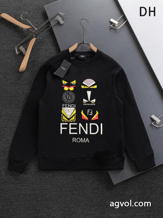 FENDI秋冬ヨーロッパトップクラスのオリジナルファッションカジュアル長袖プリントTシャツ衛衣_0_2