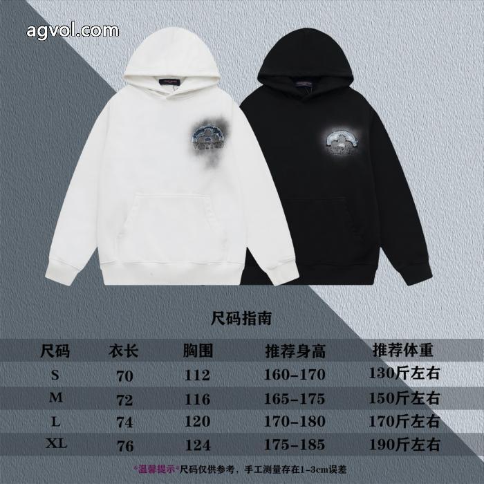 LV爆金定番重工業洗濯デニム刺繍LOGO衛衣男女上着カバーヘッド衛衣_0_0