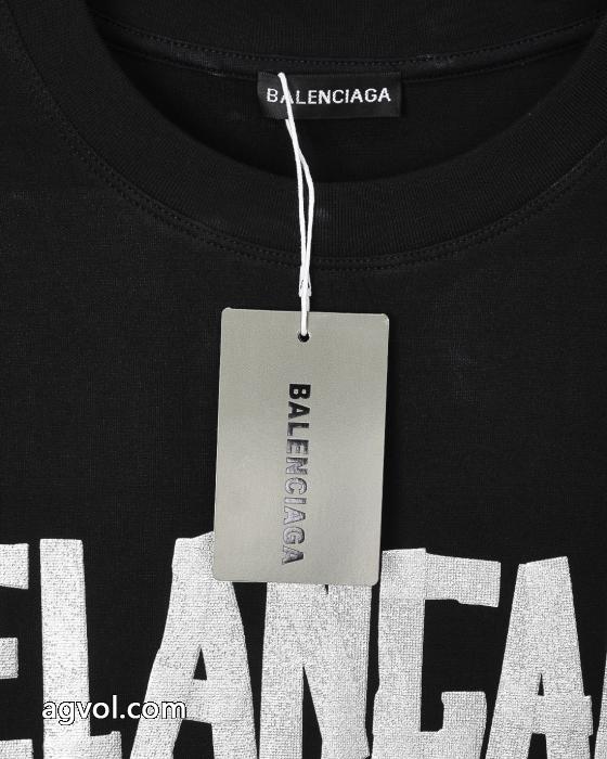 BALENCIAGA秋冬新作ヘッダー付き丸首水洗い旧長袖Tシャツ男女同型_0_1