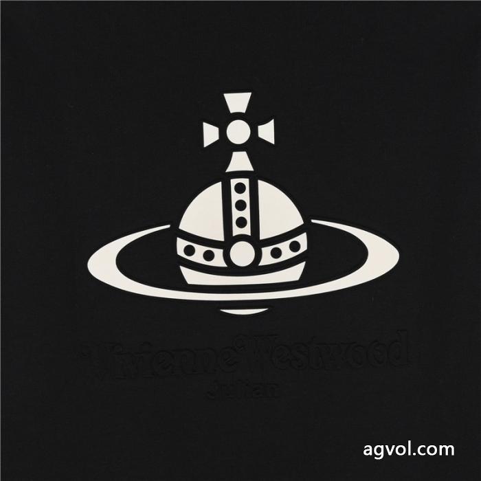 Vivienne westwood/2025秋冬新作凹凸刺繍アルファベット月の宇宙ステーション長袖Tシャツ_0_1