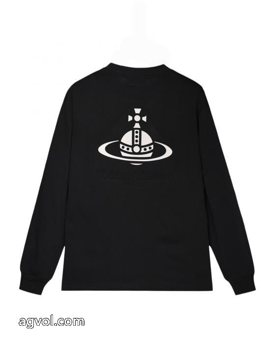 Vivienne westwood/2025秋冬新作凹凸刺繍アルファベット月の宇宙ステーション長袖Tシャツ_0_2