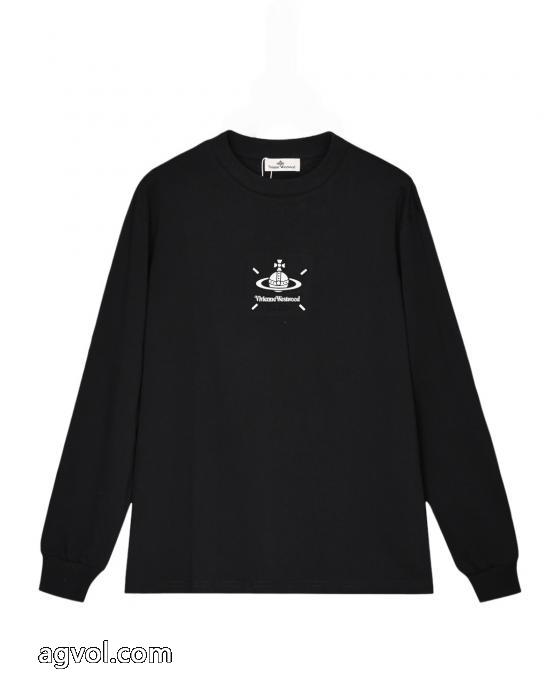 Vivienne westwood/2025秋冬新作凹凸刺繍アルファベット月の宇宙ステーション長袖Tシャツ_0_3