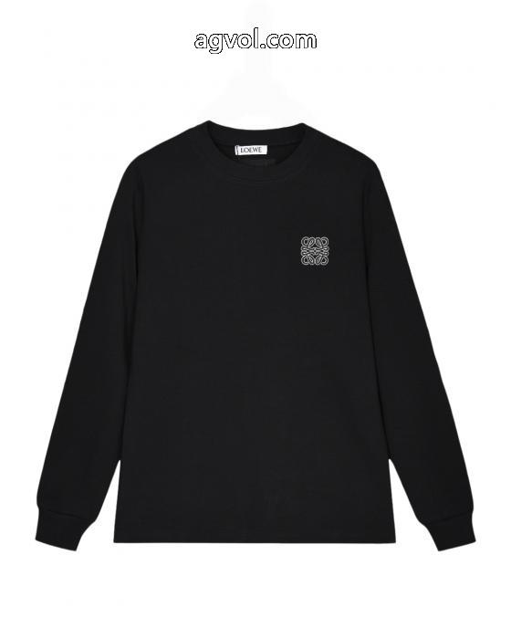 LOEWE/ロエベ立体エンベロープ万針刺繍アルファベットロゴヘッダー丸首長袖Tシャツ_0_4