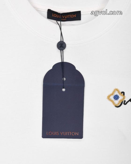 Louis Vuittonロバ家前後のフラワー重工刺繍アルファベットロゴ男女同型長袖Tシャツ_0_0