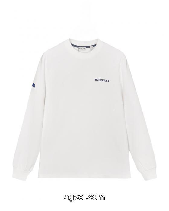 BURBERRY胸元十字架サンスクリット真空刺繍ロゴアルファベット男女同型長袖Tシャツ_0_1