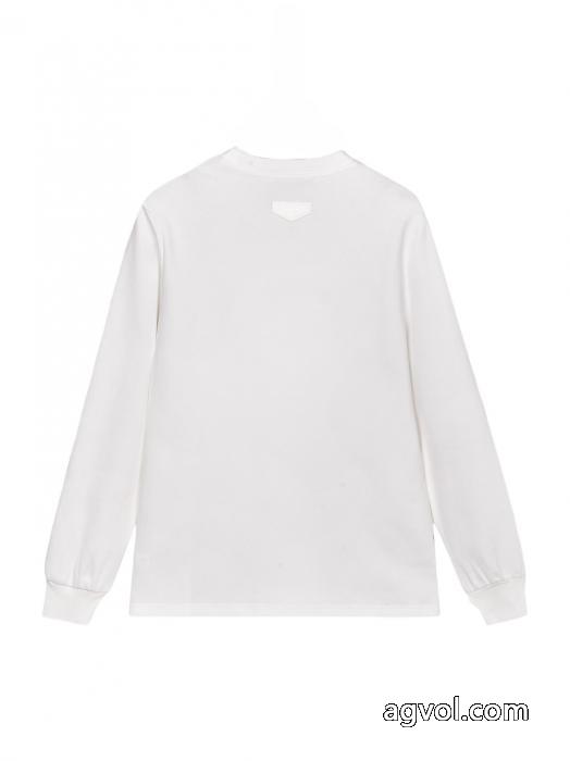 GIVENCHY万針刺繍クラシック梵字アルファベットロゴ背中カスタムピーチ長袖Tシャツ_0_2