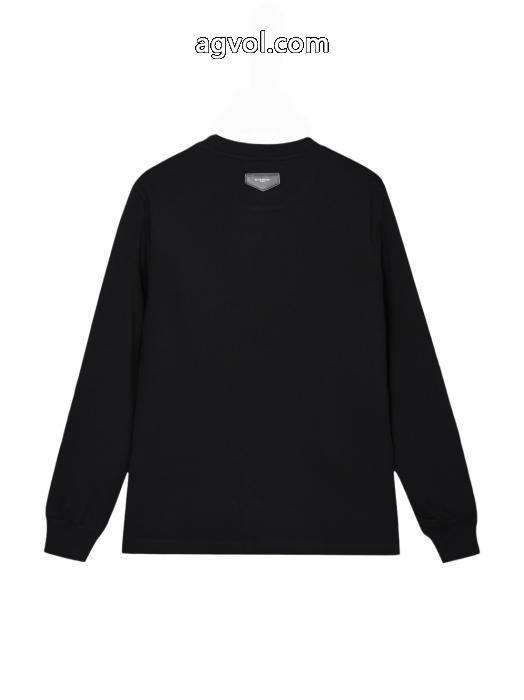 GIVENCHY万針刺繍クラシック梵字アルファベットロゴ背中カスタムピーチ長袖Tシャツ_0_3